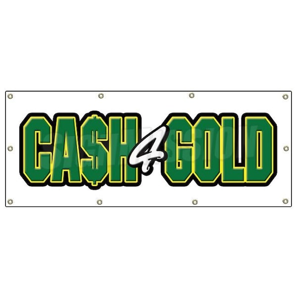 CASH FOR GOLD BANNER SIGN pawn shop jewelry store signs we buy silver